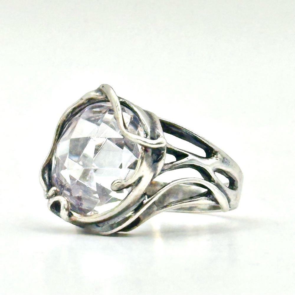 Paz Creations Sterling Silver & CZ Hand Crafted Ring Size 7